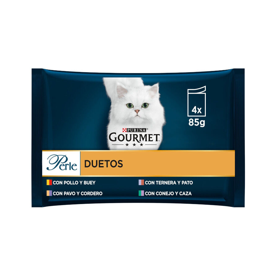 4 saquetas x 85 g Gourmet Perle D&uacute;o Filetes de Carnes saqueta para gatos, , large Imagem n&uacute;mero 1