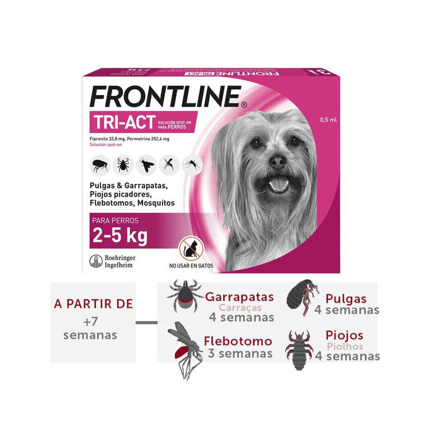Frontline Tri-Act Pipetas antiparasit&aacute;rias para c&atilde;es mini, , large Imagem n&uacute;mero 1