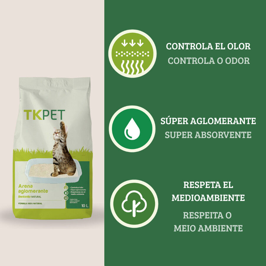 10 L TK-Pet Areia Aglomerante de Bentonite Natural para gatos, , large Imagem n&uacute;mero 3
