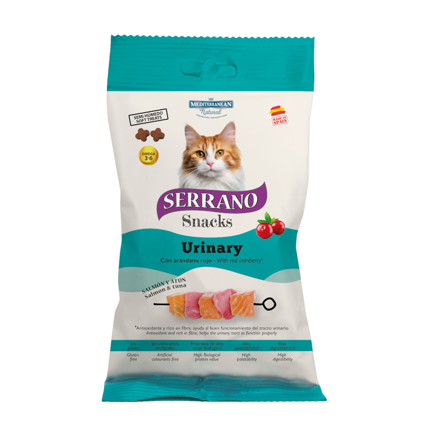50 g Serrano Snacks Urinary de Salm&atilde;o e Atum para gatos, , large Imagem n&uacute;mero 1