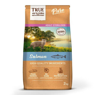 True Origins Pure Adult Sterilised Salmão Grain Free ração para gatos