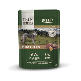 True Origins Wild Praires Javali e Cordeiro saqueta para cães