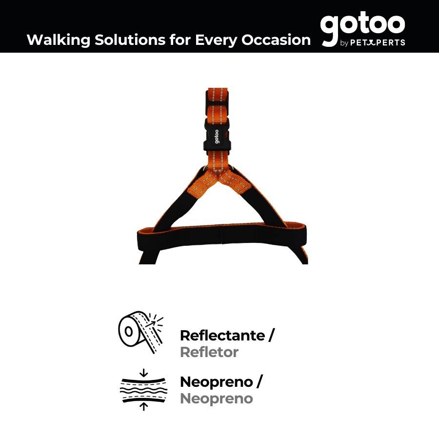 Gotoo Peitoral nylon laranja reflexivo para c&atilde;es, , large Imagem n&uacute;mero 4