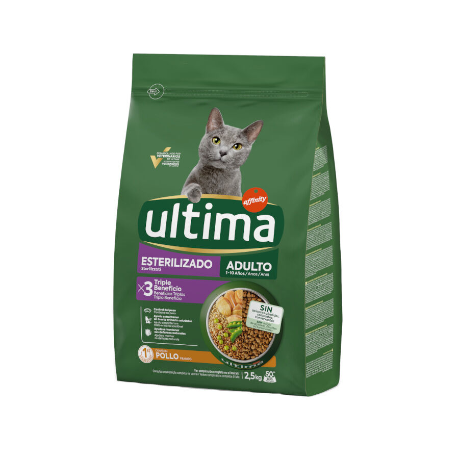 2.5 kg Ultima Pienso esterilizado com frango para gatos adultos, , large Imagem n&uacute;mero 1