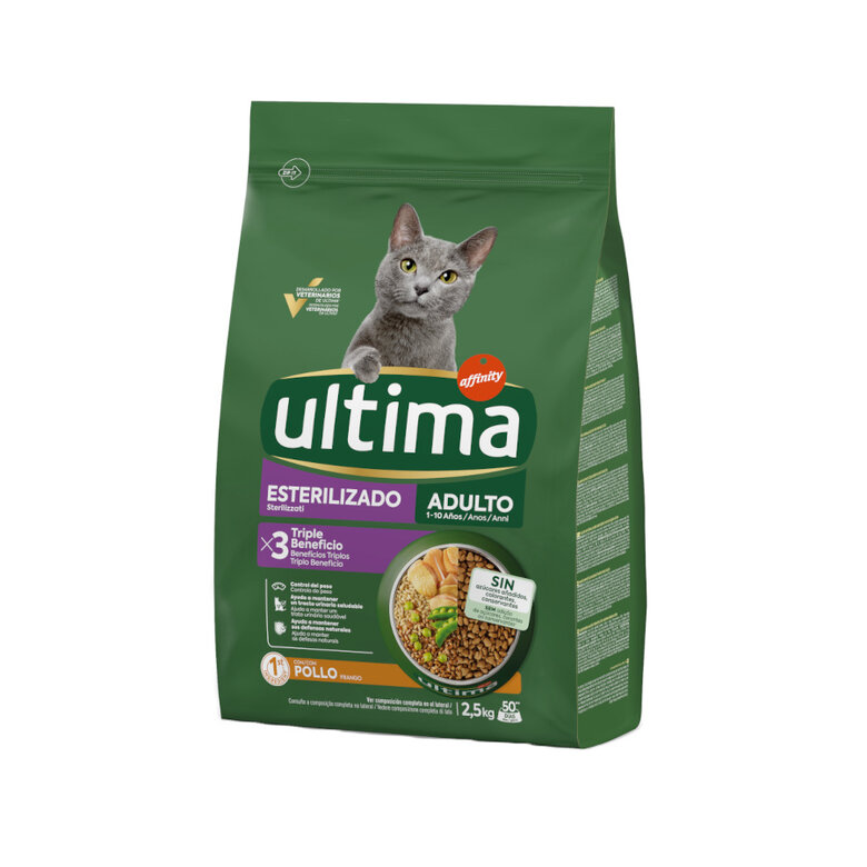 2.5 kg Ultima Pienso esterilizado com frango para gatos adultos,  Imagem número 1 2.5 kg Ultima Pienso esterilizado com frango para gatos adultos, , large Imagem número 1