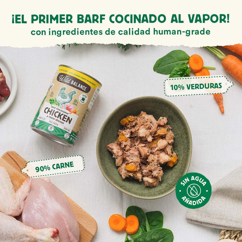 400 g Wild Balance BARF de Frango e Legumes em lata para cães ,  Imagem número 2 400 g Wild Balance BARF de Frango e Legumes em lata para cães , , large Imagem número 2