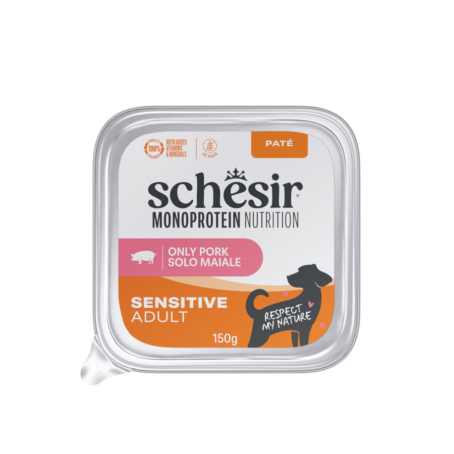 Schesir Monoprotein Comida h&uacute;mida de porco Pat&ecirc; em terrina para c&atilde;es, , large Imagem n&uacute;mero 1