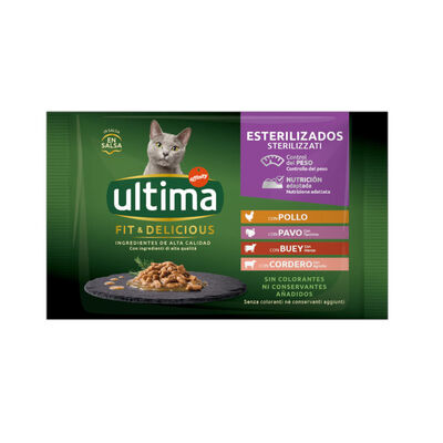 Ultima Fit & Delicious carne saqueta em molho para gato - Multipack