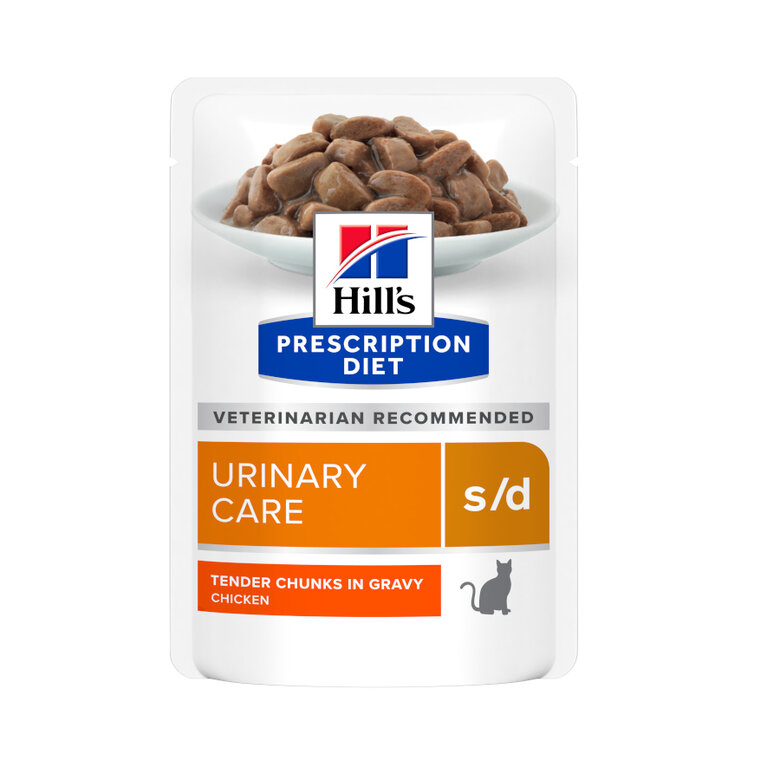 12 saquetas x 85 g Hill's Prescription Diet Urinary Care s/d Frango Saqueta com Molho para gatos – Pack 12,  Imagem número 2 12 saquetas x 85 g Hill's Prescription Diet Urinary Care s/d Frango Saqueta com Molho para gatos – Pack 12, , large Imagem número 2