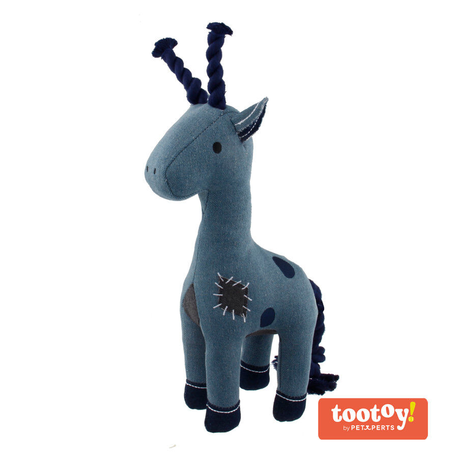 Tootoy! Comfort Denim Giraffe peluche com som e corda para c&atilde;es, , large Imagem n&uacute;mero 1