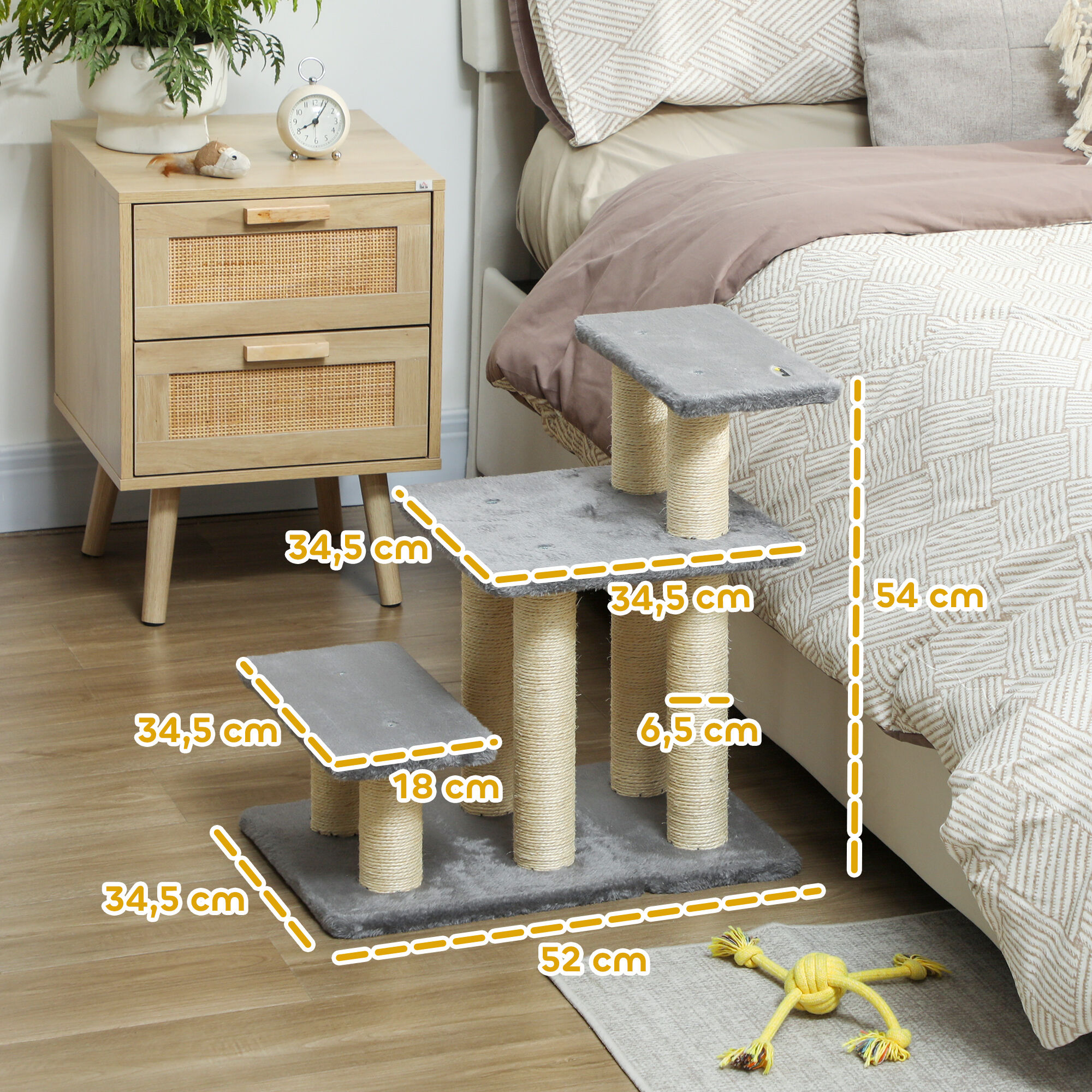 PawHut Escalera para Gatos Gris, , large Imagem n&uacute;mero 3