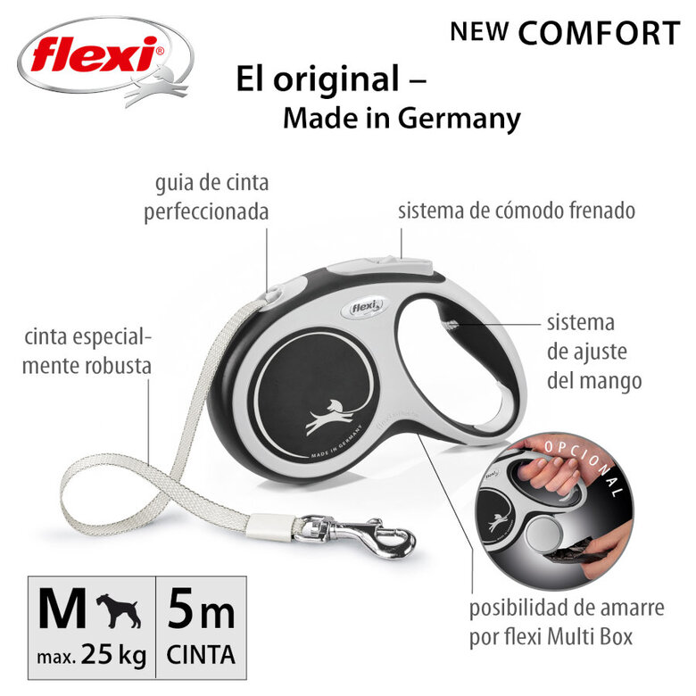 Flexi New Comfort Trela extensível cinza para cães,  Imagem número 2 Flexi New Comfort Trela extensível cinza para cães, , large Imagem número 2