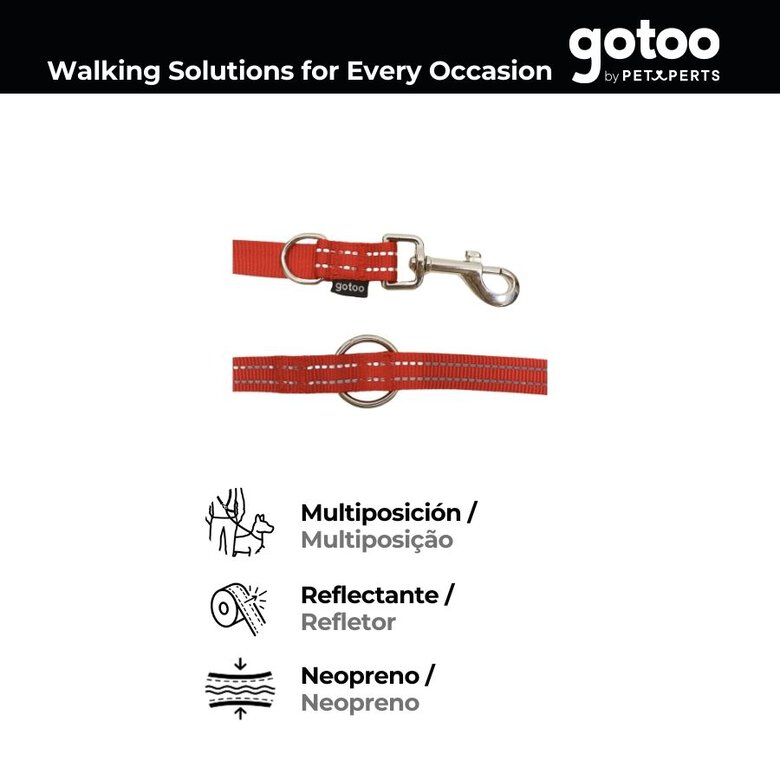 Gotoo Trela multiposição ajustável vermelha para cães,  Imagem número 3 Gotoo Trela multiposição ajustável vermelha para cães, , large Imagem número 3