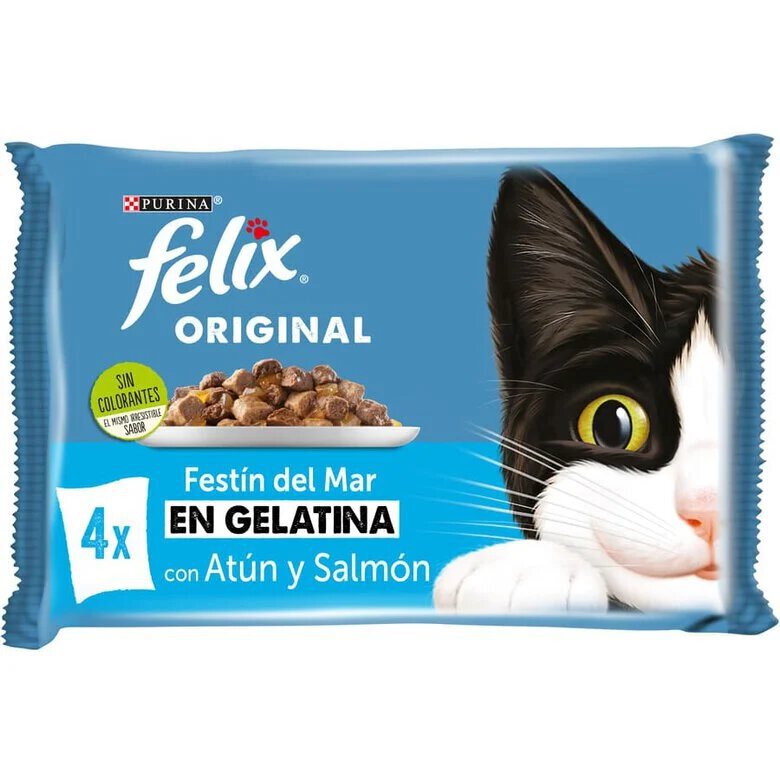 4 saquetas x 85 g Felix Seleccion Peixes Saquetas em geleia para gatos - Multipack,  Imagem número 1 4 saquetas x 85 g Felix Seleccion Peixes Saquetas em geleia para gatos - Multipack, , large Imagem número 1
