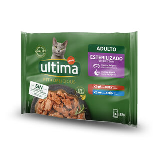 Ultima Fit Delicious Boi e atum saquetas em molho para gatos - Multipack