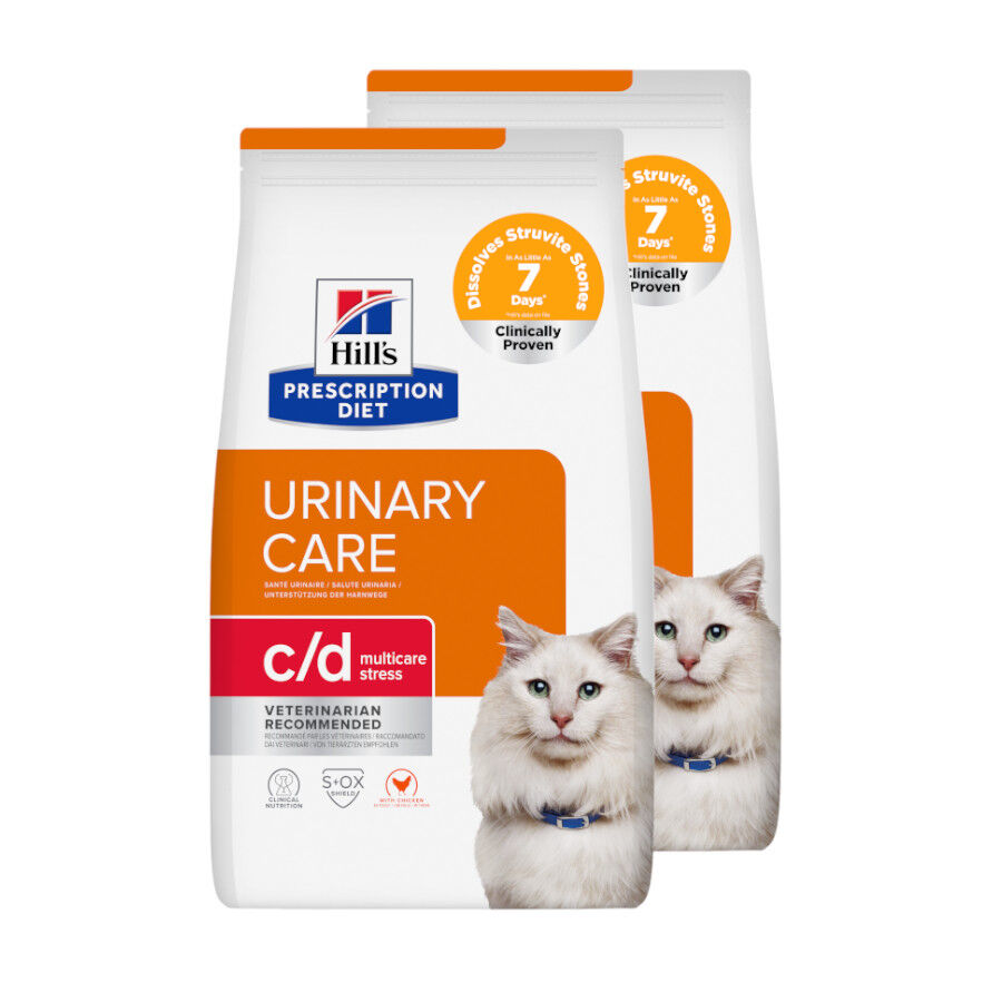 2 x 8 kg Hill's Prescription diet c/d Urinary Care frango ra&ccedil;&atilde;o para gatos Pack poupan&ccedil;a!, , large Imagem n&uacute;mero 1