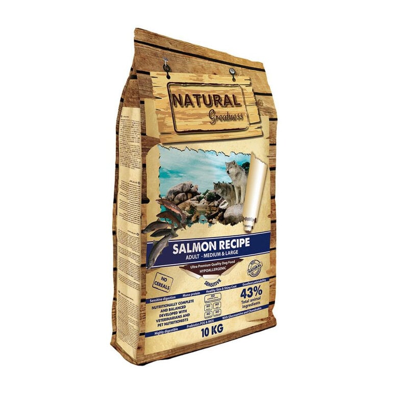 10 kg Natural Greatness Medium Sensitive Salmon ração seca para cães,  Imagem número 1 10 kg Natural Greatness Medium Sensitive Salmon ração seca para cães, , large Imagem número 1
