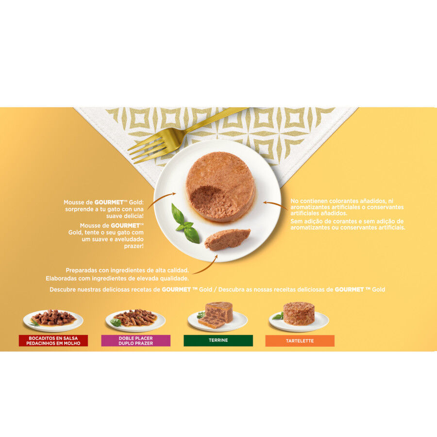 48 latas x 85 g Gourmet Mousse Varios Sabores lata para gatos, , large Imagem n&uacute;mero 2