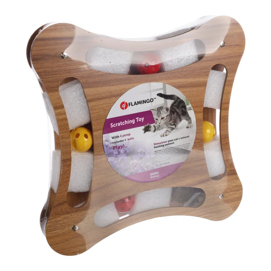 Flamingo Densi Brinquedo Arranhador Quadrado com Bolas para gatos, , large Imagem n&uacute;mero 3