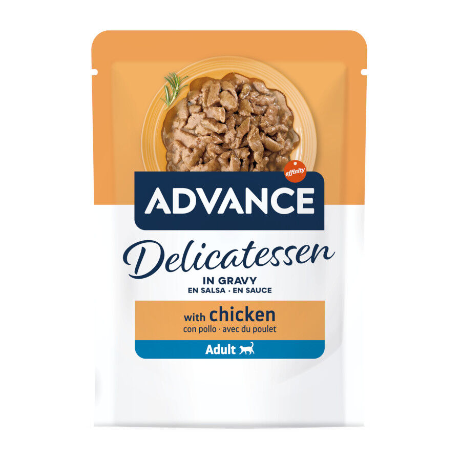 85 g Advance Delicatessen Comida h&uacute;mida de frango em molho em saqueta para gatos, , large Imagem n&uacute;mero 1