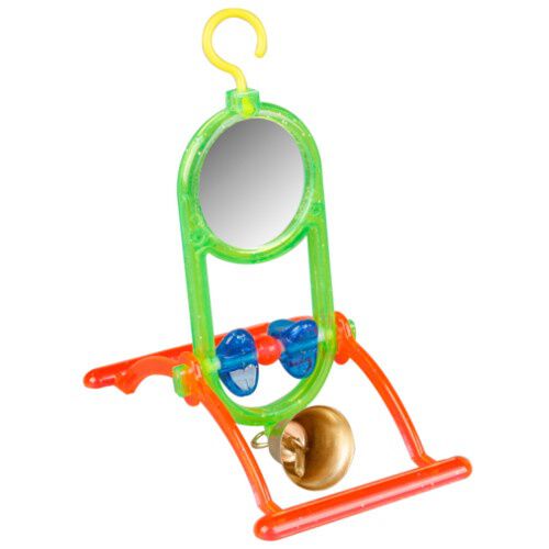 Flamingo espejo con campana juguete para p&aacute;jaros Imagem n&uacute;mero 1