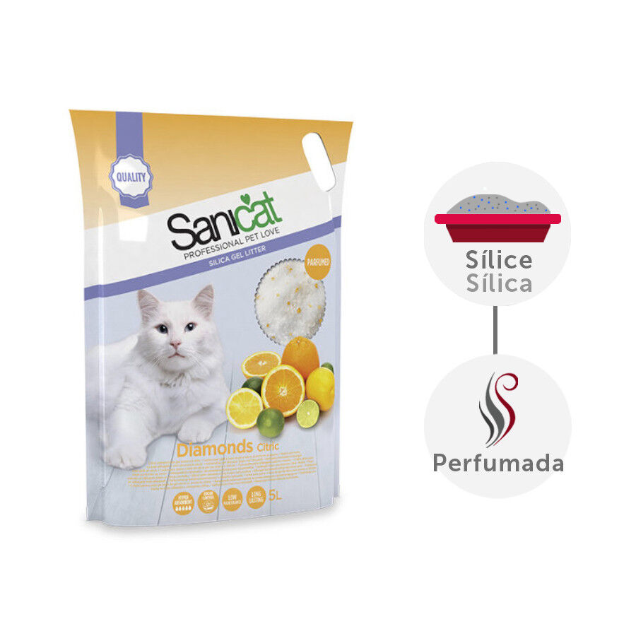 Sanicat Diamonds Citric arena de s&iacute;lice para gatos Imagem n&uacute;mero 1