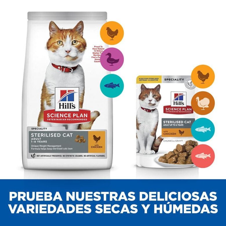 85 g Hill's Young Adult Science Plan Sterilized Frango saqueta para gatos,  Imagem número 5 85 g Hill's Young Adult Science Plan Sterilized Frango saqueta para gatos, , large Imagem número 5