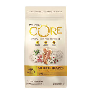 Wellness Core Adult Sterilised Frango e Peru ração para gatos 