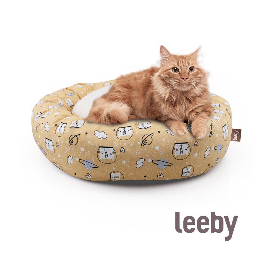 Leeby Cama Donut Antiderrapante com Estampado de Banda Desenhada Amarela para gatos, , large Imagem n&uacute;mero 2