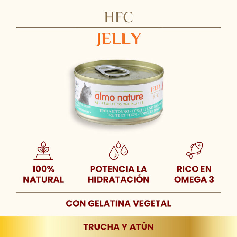 70 g Almo Nature HFC Truta e Atum em Geleia para gatos,  Imagem número 2 70 g Almo Nature HFC Truta e Atum em Geleia para gatos, , large Imagem número 2