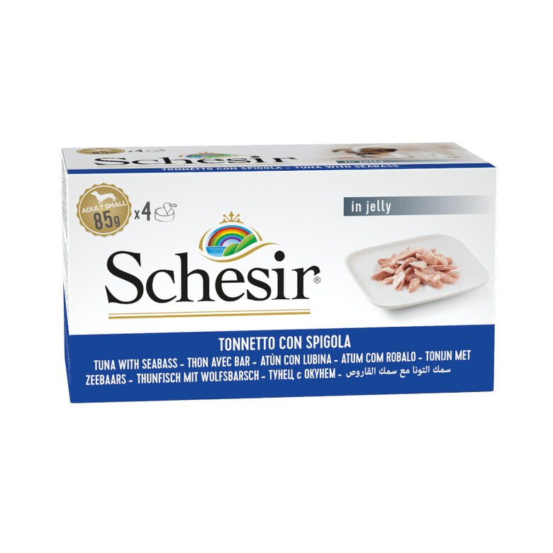 4 latas x 85 g Schesir Filetes de Atum com Lubina em Gelatina lata para cães,  Imagem número 1 4 latas x 85 g Schesir Filetes de Atum com Lubina em Gelatina lata para cães, , large Imagem número 1
