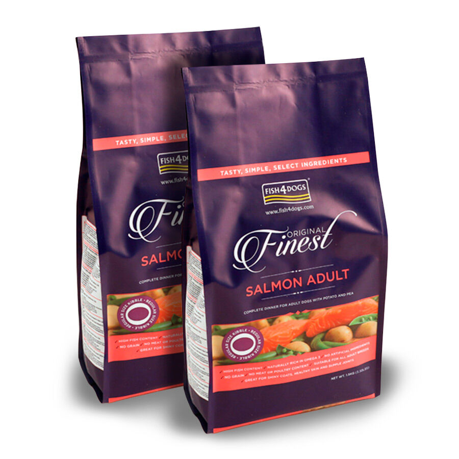 2 x 12 kg Finest Fish4Dogs Adult salm&atilde;o Pack poupan&ccedil;a!, , large Imagem n&uacute;mero 1