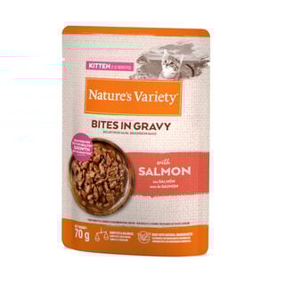 Nature's Variety Kitten Salmon Bites em molho para gatos