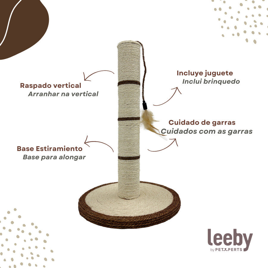 Leeby Isidoro arranhador de sisal com brinquedo castanho para gatos, , large Imagem n&uacute;mero 3