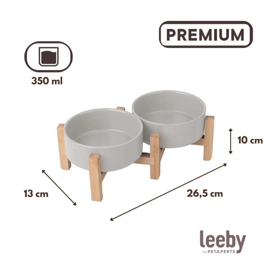 Leeby Comedouro Duplo em Cer&acirc;mica com Suporte de Madeira para c&atilde;es, , large Imagem n&uacute;mero 4