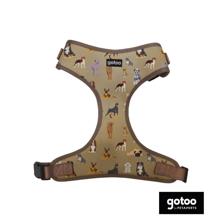 Gotoo Peitoral Ajustável Estampado Castanho para Cães,  Imagem número 2 Gotoo Peitoral Ajustável Estampado Castanho para Cães, , large Imagem número 2