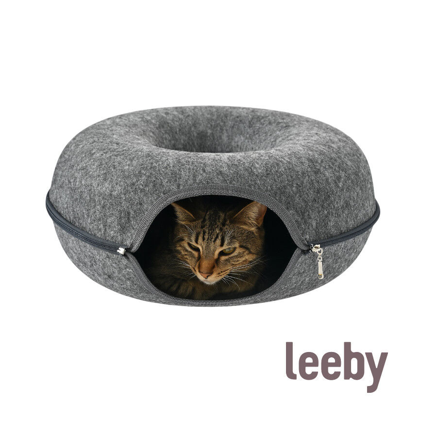 Leeby Cama T&uacute;nel Feltro Cinzento para gatos, , large Imagem n&uacute;mero 2