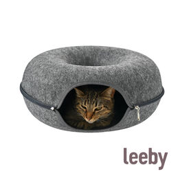 Leeby Cama T&uacute;nel Feltro Cinzento para gatos