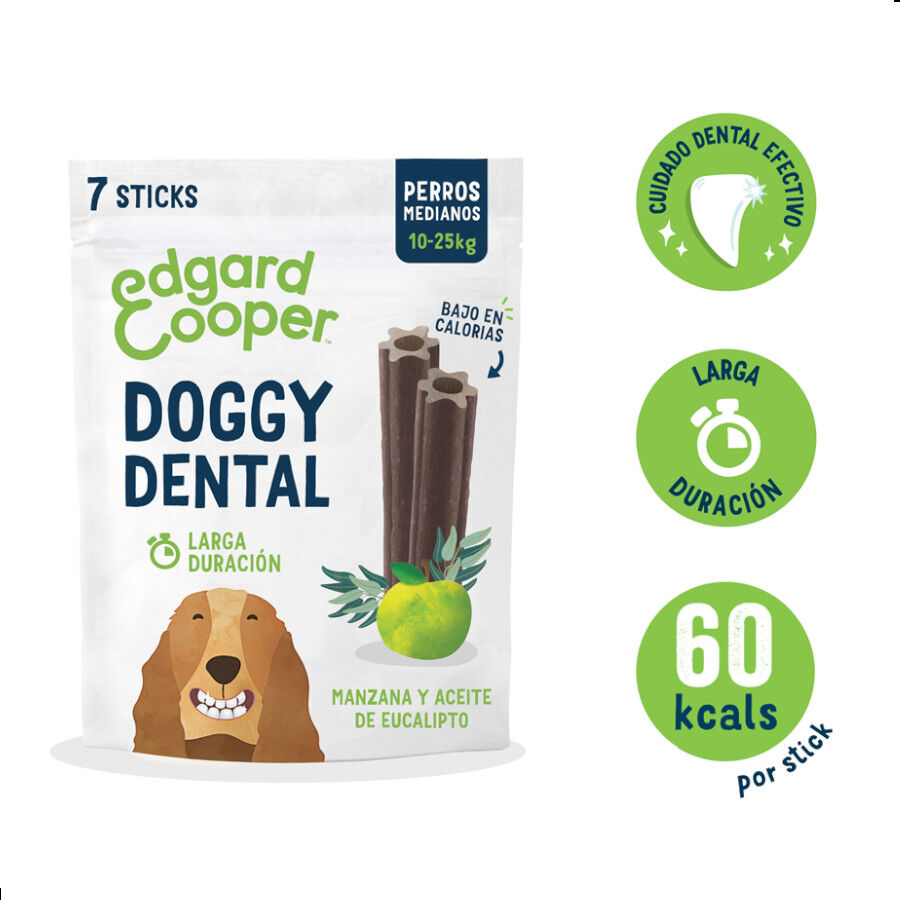 7 sticks Edgard y Cooper snacks dent&aacute;rios Adult Medium ma&ccedil;&atilde; e eucalipto para c&atilde;es, , large Imagem n&uacute;mero 3