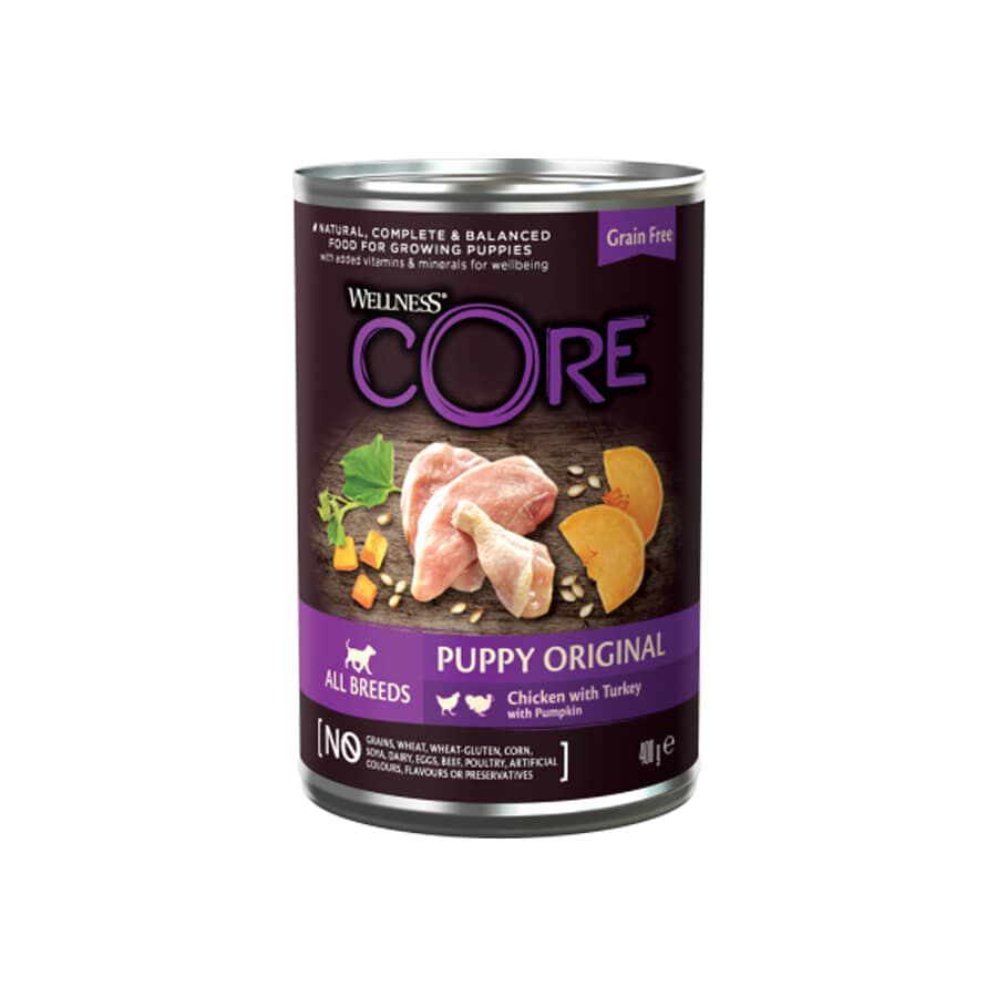 Lata Wellness Core para cachorro 400 gr Imagem n&uacute;mero 1