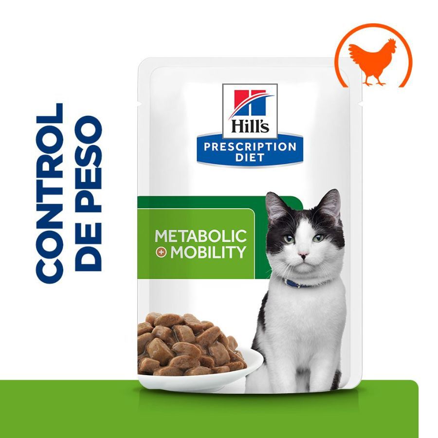 12 sobres x 85 g Hill's Prescription Diet Metabolic + Mobility Comida h&uacute;mida de frango em saquetas para gatos - Multipack, , large Imagem n&uacute;mero 1