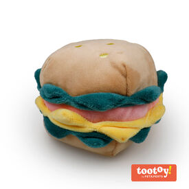 Tootoy! Comfort Cheese Burguer Cuddler peluche com som para cães