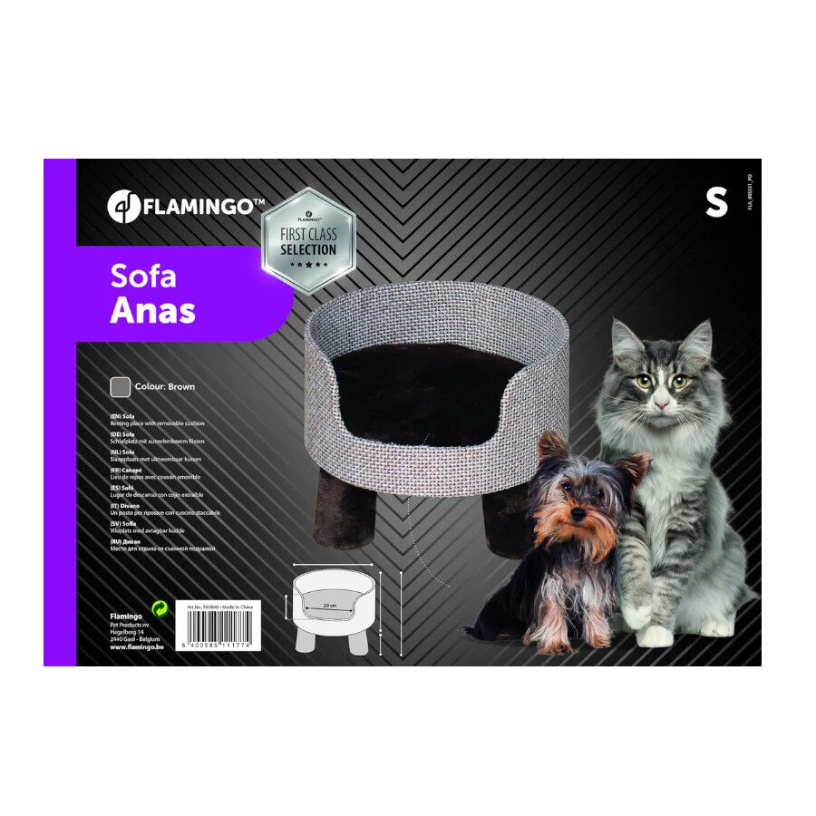 Flamingo Anas Sof&aacute; Castanho para c&atilde;es e gatos, , large Imagem n&uacute;mero 2