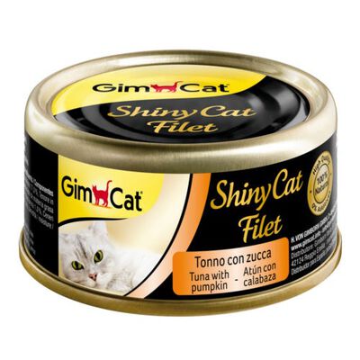 Gimcat Shiny Filet atum com abóbora lata para gatos