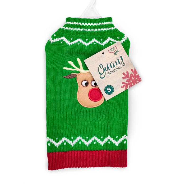 Guau Christmas Camisola de Natal Verde de Rena para cães,  Imagem número 1 Guau Christmas Camisola de Natal Verde de Rena para cães, , large Imagem número 1