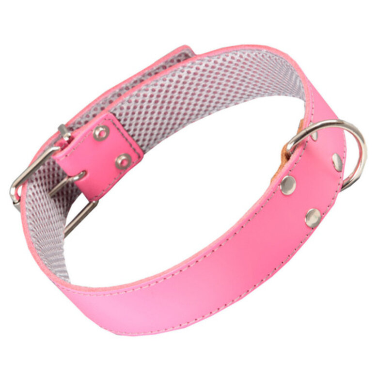 Arppe coleira de couro rosa com forro interior para cães,  Imagem número 1 Arppe cuero rosa con forro interior collar perros Imagem número 1