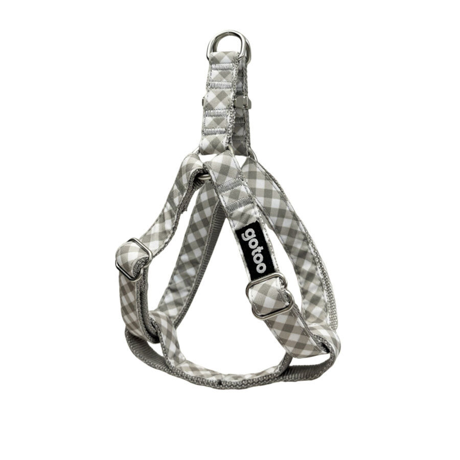 Gotoo Peitoral estampado xadrez vichy cinza para c&atilde;es, , large Imagem n&uacute;mero 1