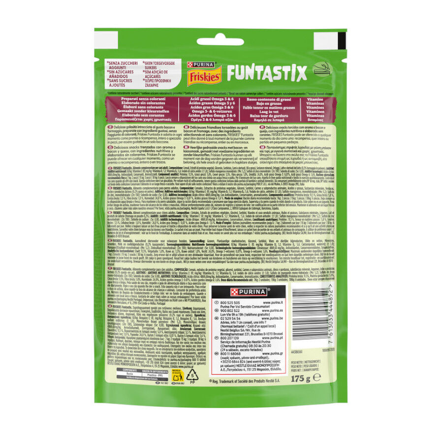 6 pacotes x 175 g Friskies Funtastix Palitos de Queijo e Bacon para c&atilde;es Pack poupan&ccedil;a!, , large Imagem n&uacute;mero 4