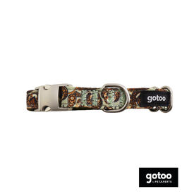 Gotoo Coleira estampada castanha para cães