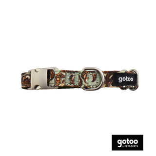 Gotoo Coleira estampada castanha para cães